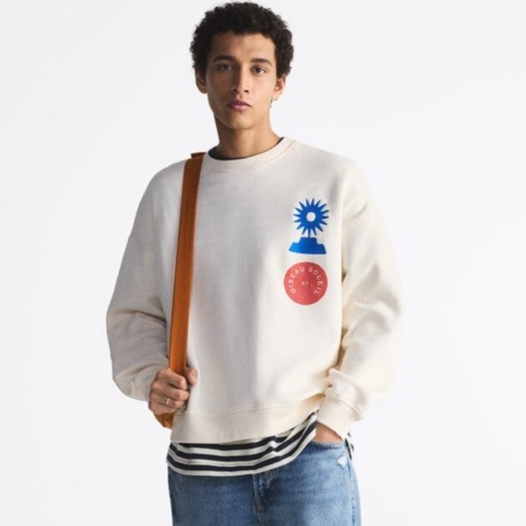 Zara x James Coffman Cream Sweatshirt size XL - Picture 1 of 6